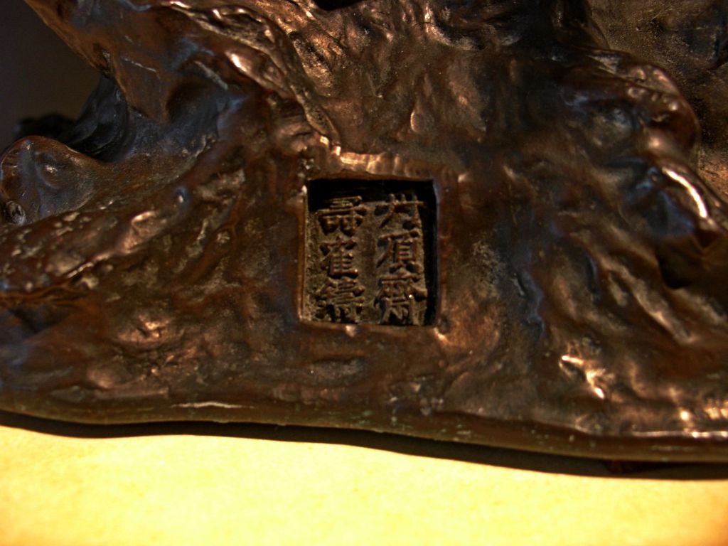 A Japanese Bronze Shishi Lion FormTemple Candle Holder 4