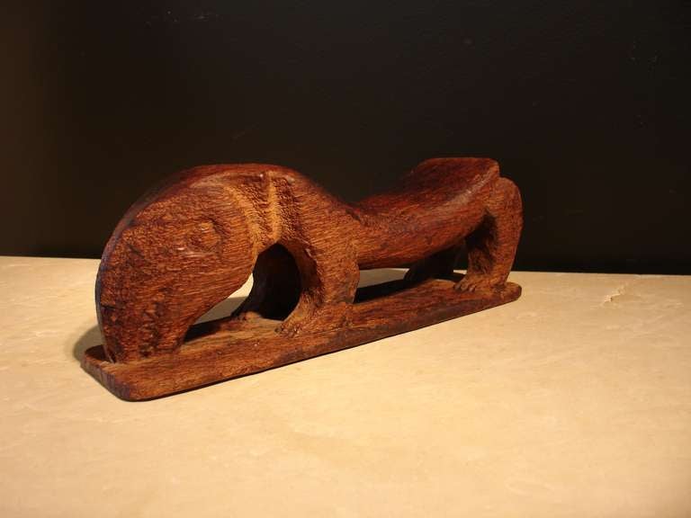 Hardwood Indonesian Tribal Anteater Form Headrest, Irian Jaya, Mid-20th Century For Sale