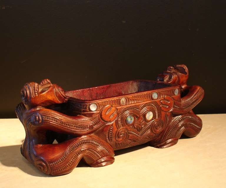 Tribal A Carved Maori Treasure Box