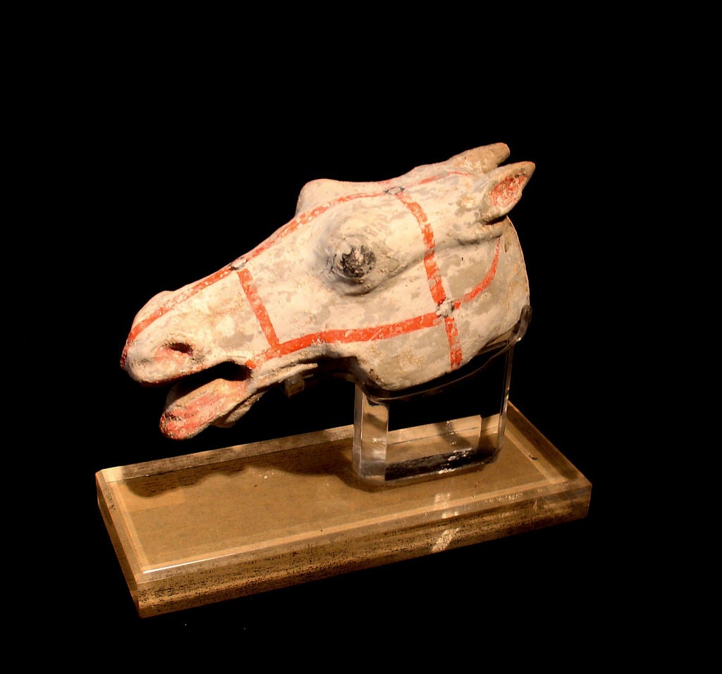 A Chinese Han Dynasty Pottery Horse Head