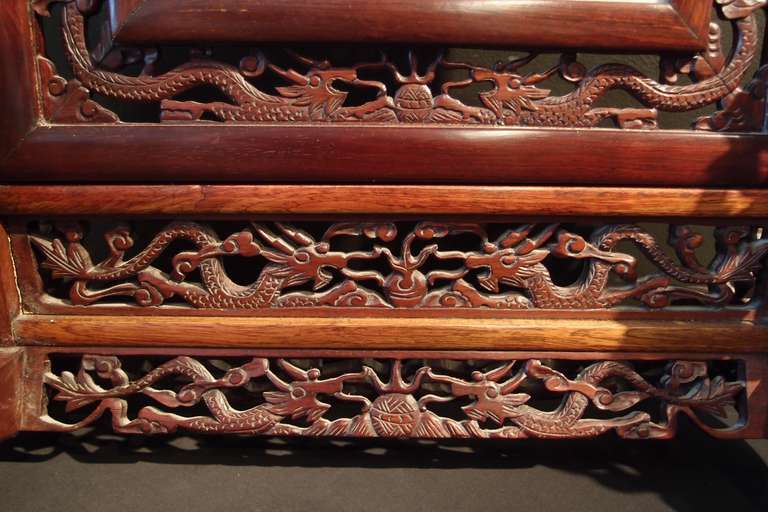 Chinese Porcelain and Rosewood Table Screen 2