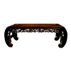 A Chinese Hardwood Scroll Leg Kang Table