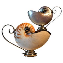 Nautilus Shell Gravy Boats Mounted in Sterling Silver