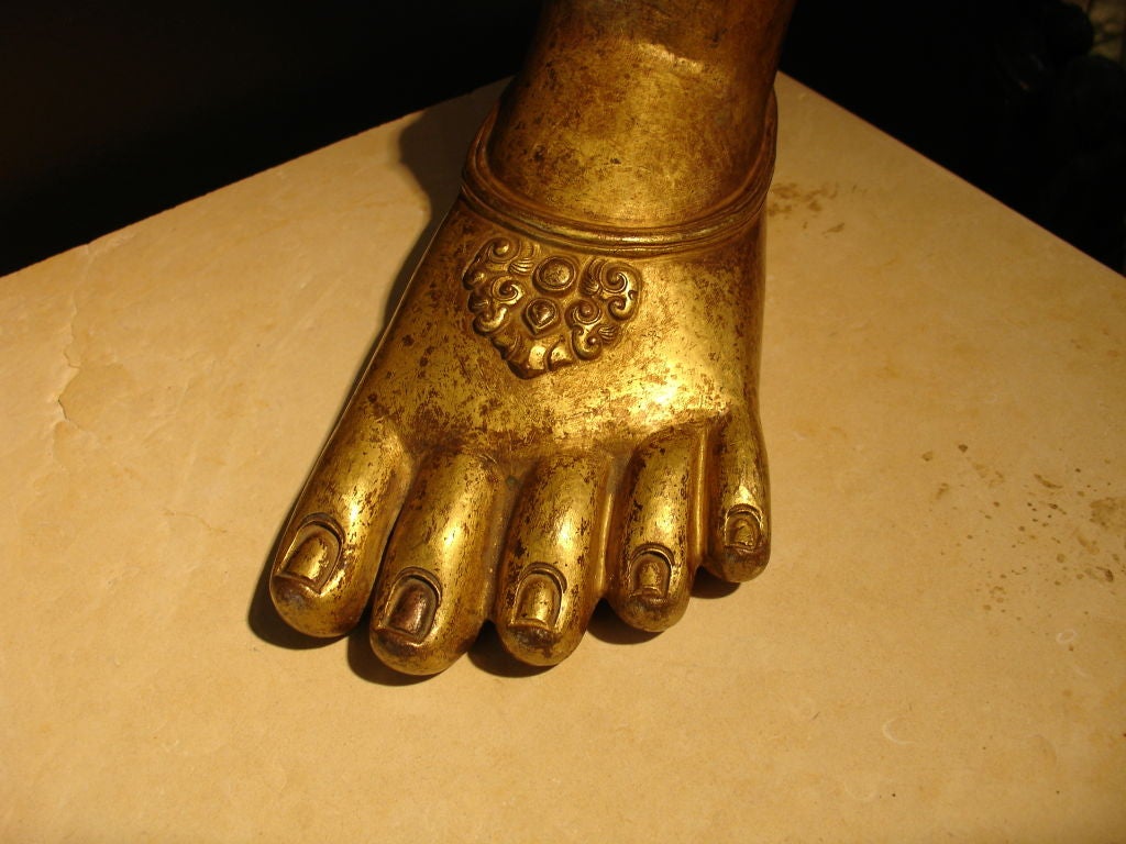 A Tibetan Gilt Bronze Foot of a Bodhisattva 2