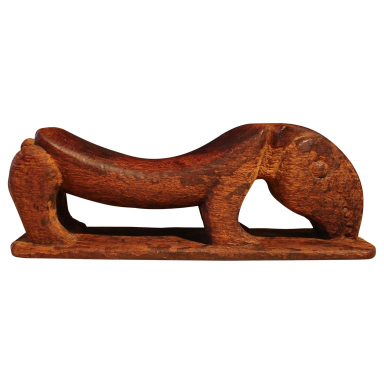 Indonesian Tribal Anteater Form Headrest, Irian Jaya, Mid-20th Century