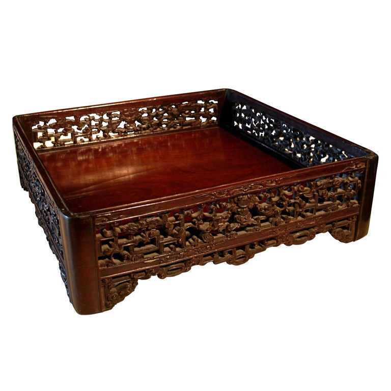 A Chinese Zitan Scholar's Tray