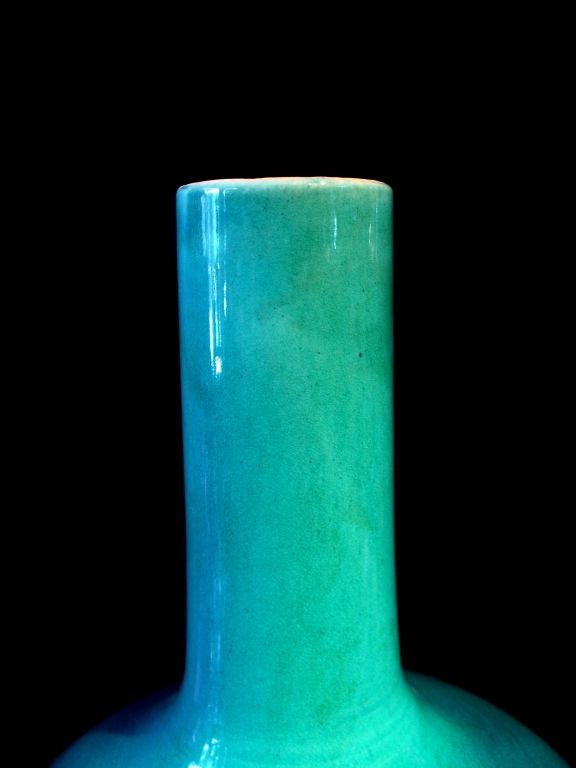 19th Century A Chinese Turquoise Glazed Porcelain Bottle Vase