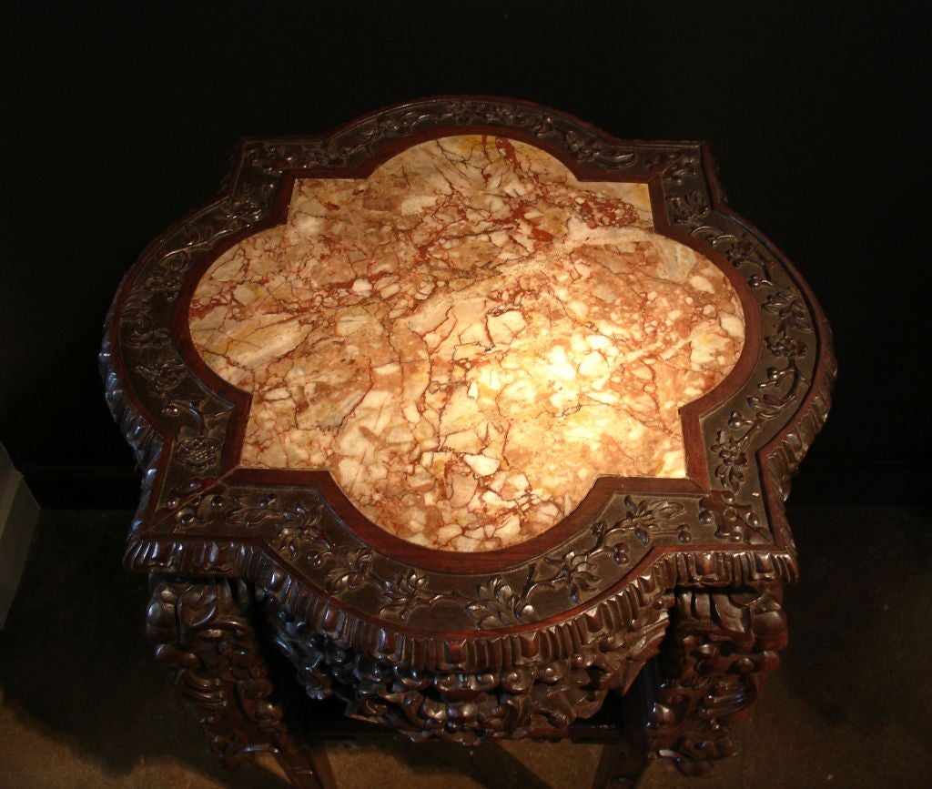 A Chinese Export Quatrefoil  Marble Top Table 2