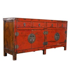 A Chinese Red Lacquer Sideboard Buffet