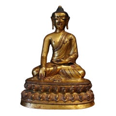 Statue népalaise en bronze doré du Bouddha