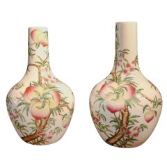 A Pair of Famille Rose "Peaches" Bottle Vases (Tianquiping) 12