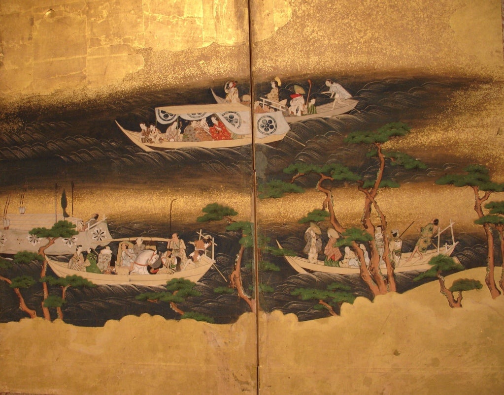 Gold Leaf A  Japanese 6 Panel Screen 