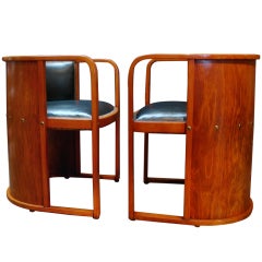 A Pair of Bentwood Barrel Back Arm Chairs