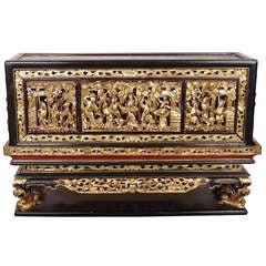 A Chinese Carved and Gilt Temple Box