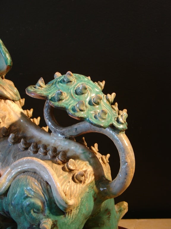 A Chinese Glazed Shiwan Pottery Foo Dog 1