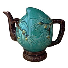 Chinese Turquoise and Aubergine Glazed Cadogan Wine or Tea Pot