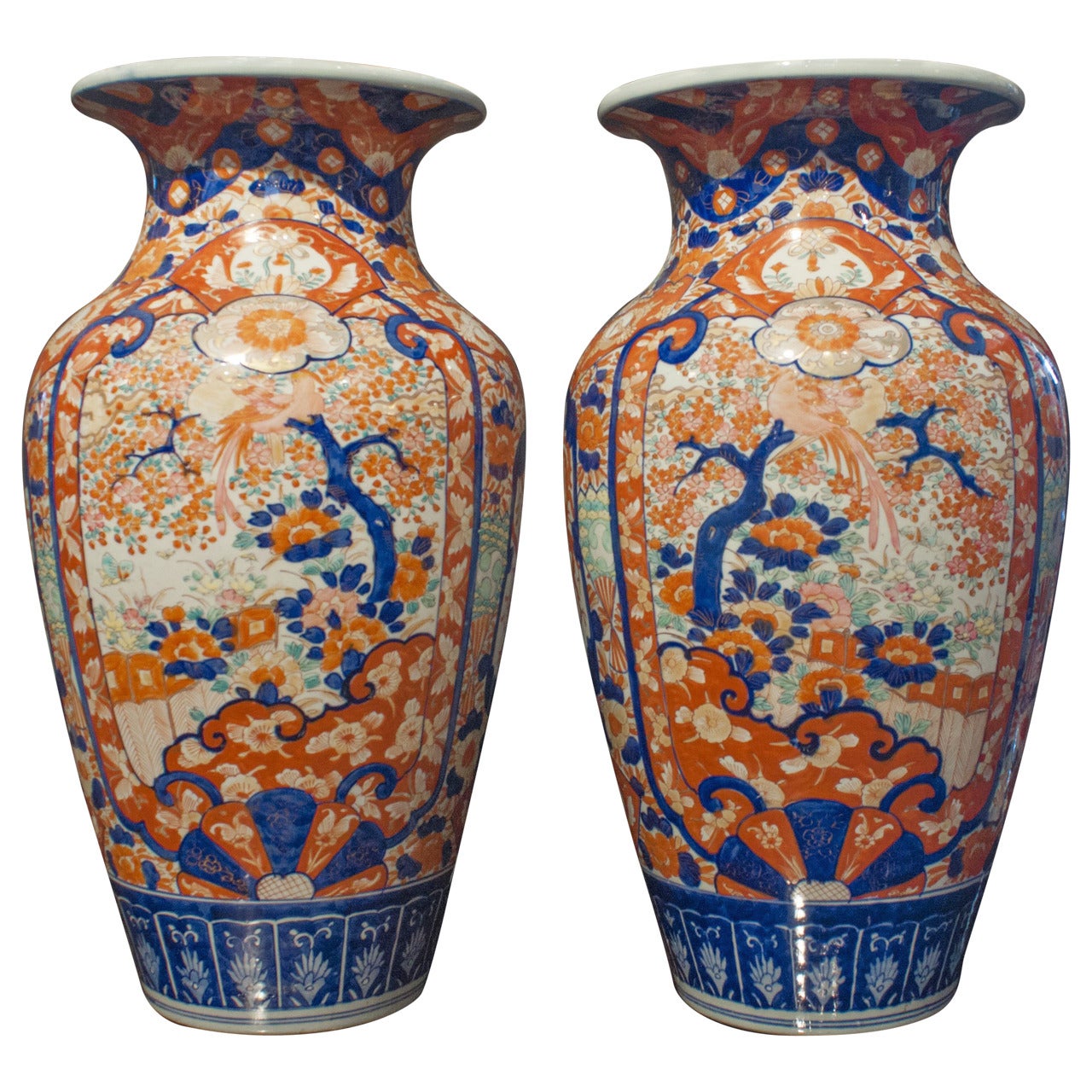 Pair of Japanese Imari Tall Vases