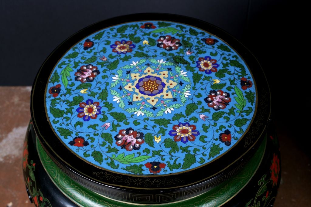 Chinese A Lacquer and Cloisonne Stool