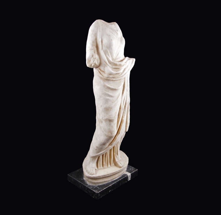 marble draped female statuette