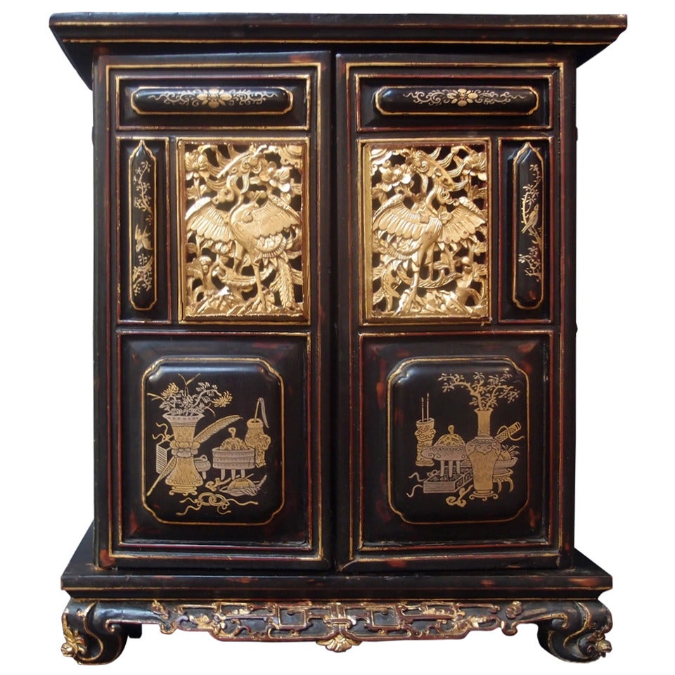 Chinese Lacquered and Gilt Shrine