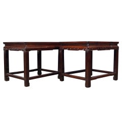 Pair of Qing Dynasty Chinese Rosewood Rectangular Side Tables, 19th Century