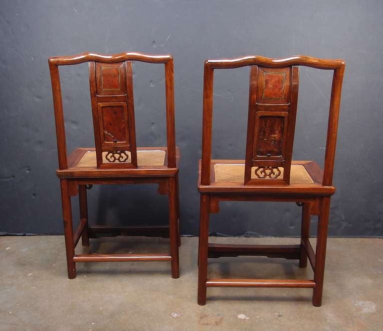 Chinese A Pair of Huanghuali Southern Officials Hat (Nanguanmaoyi) Side Chairs