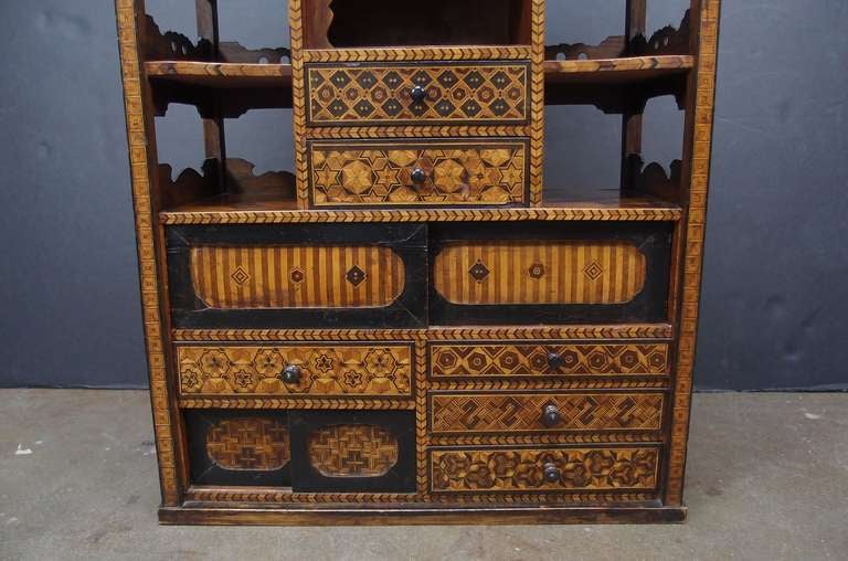 A Japanese Keyaki (Elm) and Marquetry Cabinet (Shadona) In Good Condition In Austin, TX