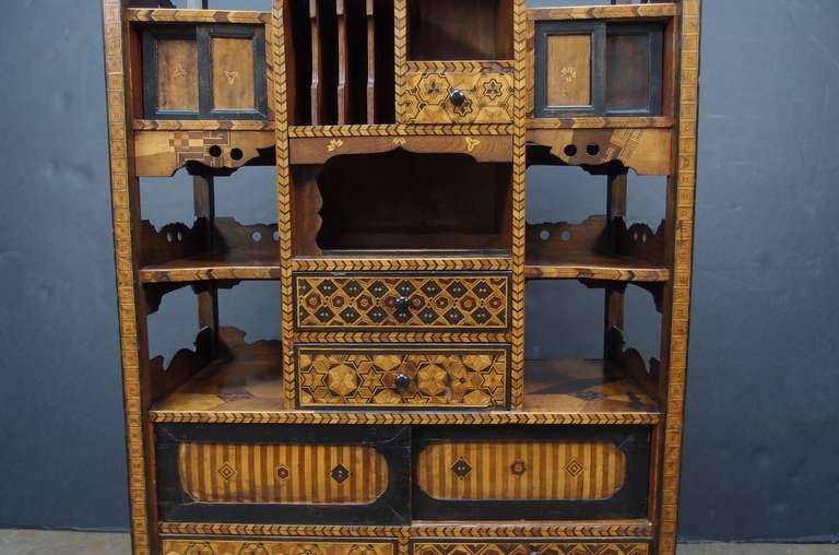 20th Century A Japanese Keyaki (Elm) and Marquetry Cabinet (Shadona)