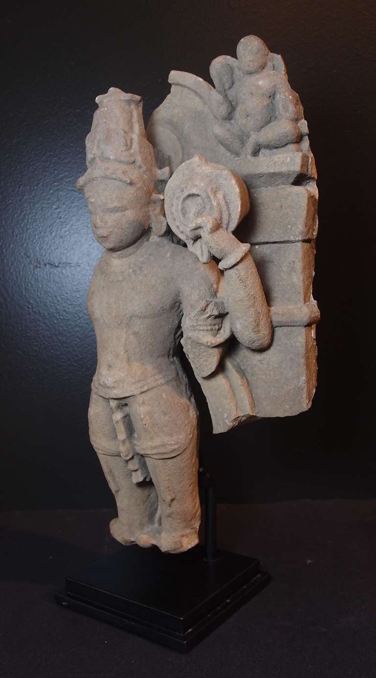 Medieval Indian Sandstone Carving of Vishnu, Madhya Pradesh, 10th-11th Century