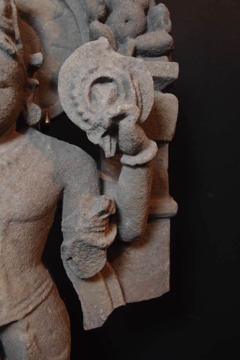 18th Century and Earlier Indian Sandstone Carving of Vishnu, Madhya Pradesh, 10th-11th Century