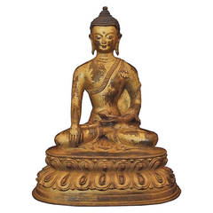 Antique Gilt Bronze Figure of the Medicine Buddha Bhaisajyaguru