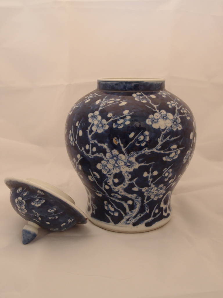 Hand-Painted Pair of Blue Porcelain Vases