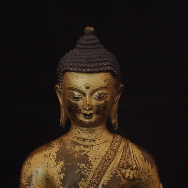 19th Century Gilt Bronze Figure of the Medicine Buddha Bhaisajyaguru