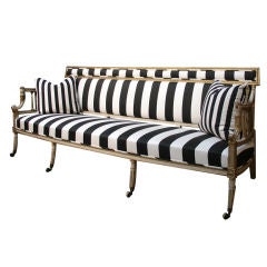 A George III Black and White Upholstered Canape Sofa