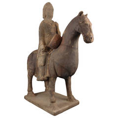 Northern Qi Pottery Model of a Millitary Horse and Rider