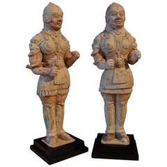 Pair of Tang Dynasty Painted Pottery Soldiers 9
