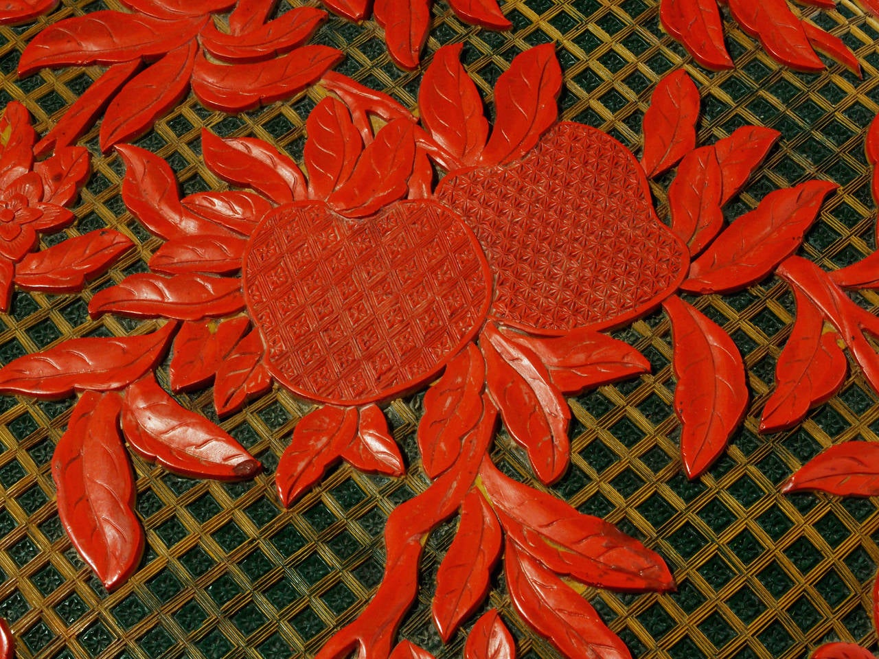 Large Chinese Carved Cinnabar Lacquer Peach Box 1