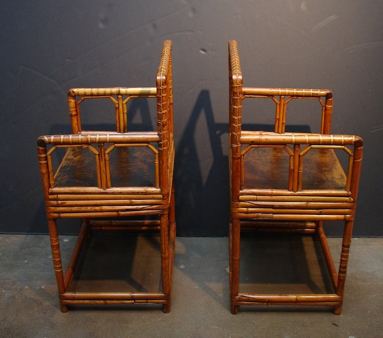 A Pair of Brighton Pavilion Style Bamboo Armchairs