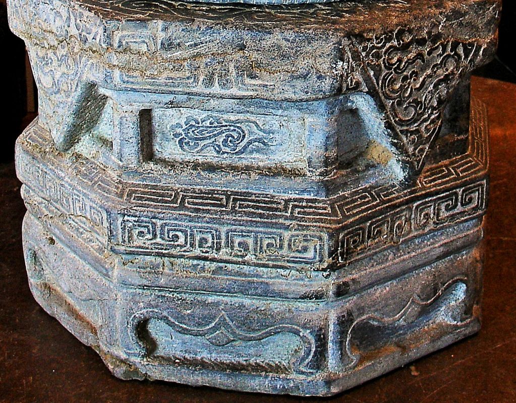 A Pair of Chinese Carved Stone Drum Form Garden Stools or Tables 1