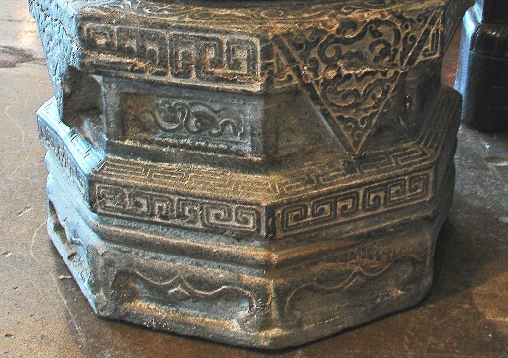 A Pair of Chinese Carved Stone Drum Form Garden Stools or Tables 3