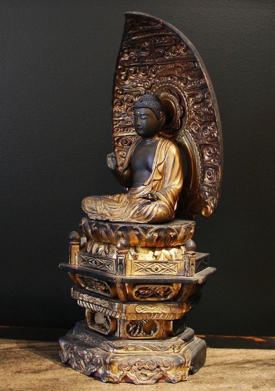 Gilt A Japanese Seated Amida Nyorai Buddha