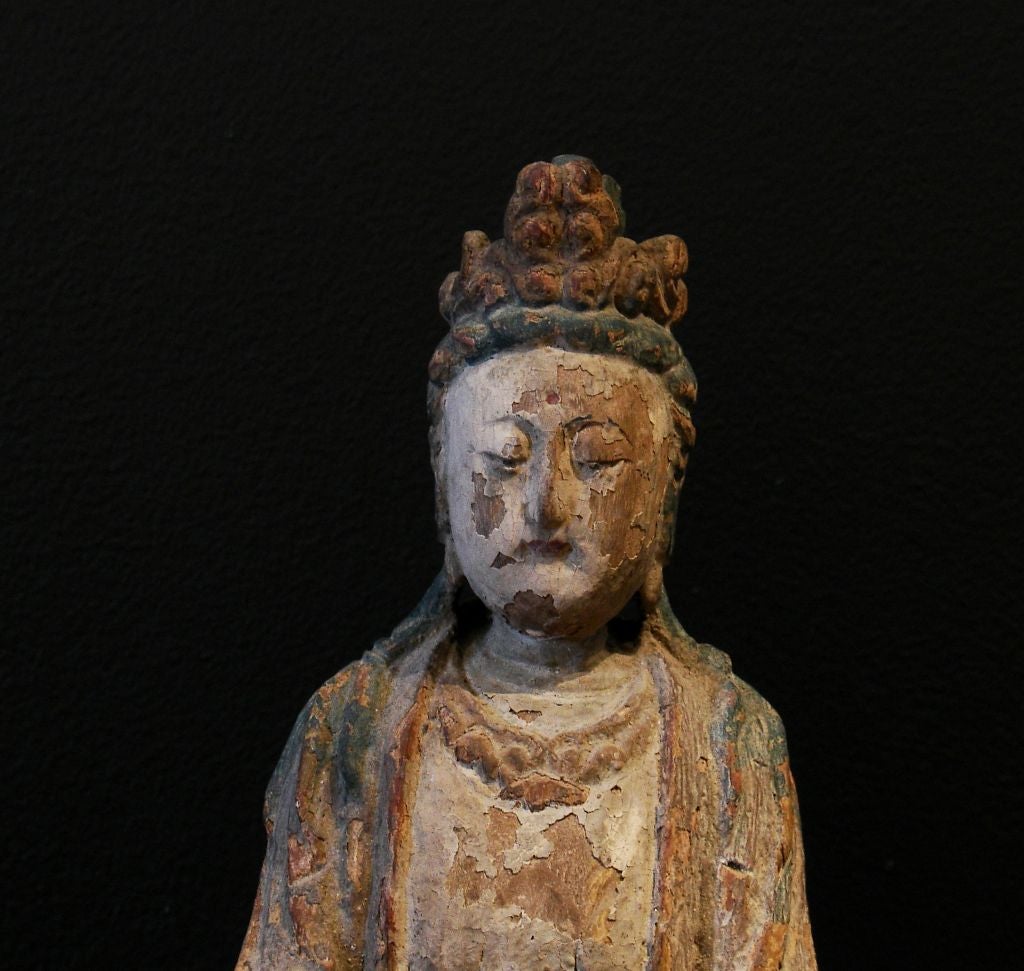 A Chinese Carved Wood Figure of Guanyin 1