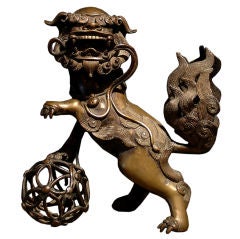 Antique Bronze Foo Dog Form Censer