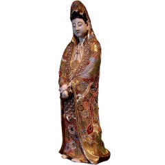 A Japanese Satsuma-Kutani Hybrid Style Figure of Kannon