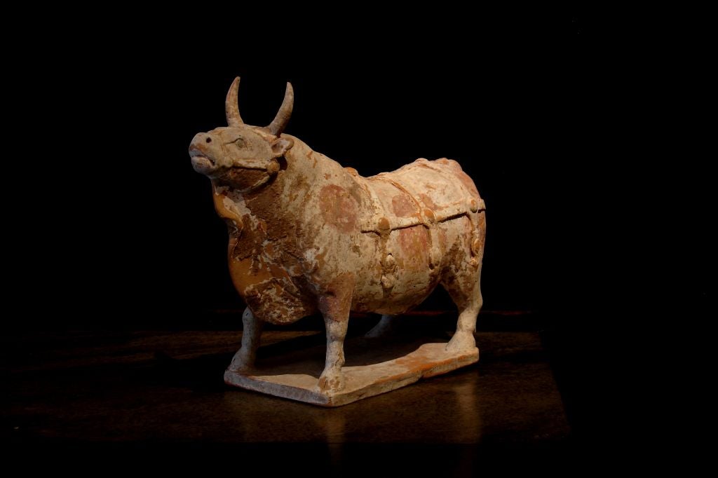 Chinese Northern Qi Dynasty Pottery Model of an Ox and Cart For Sale
