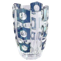 Val St Lambert 'vase Cerberes' Glass Vase