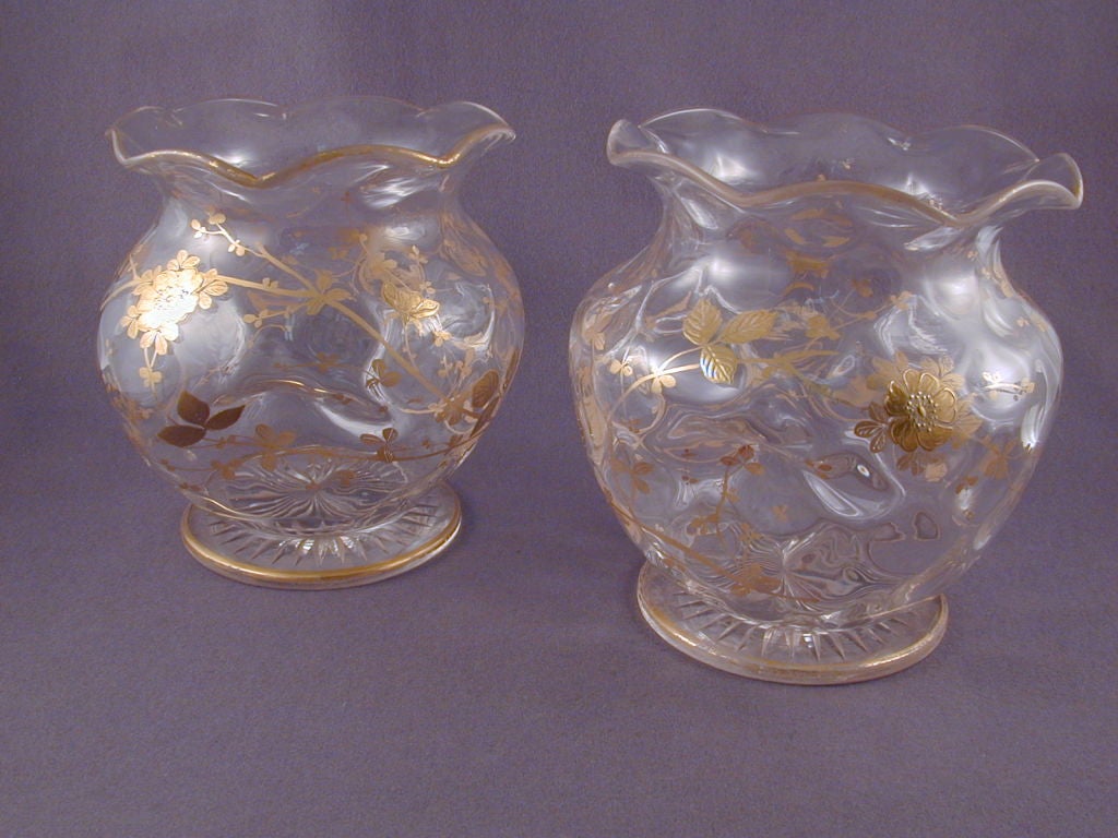 Pair of Glass and Gilt Vases