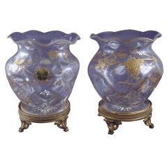 Pair of Glass and Gilt Vases