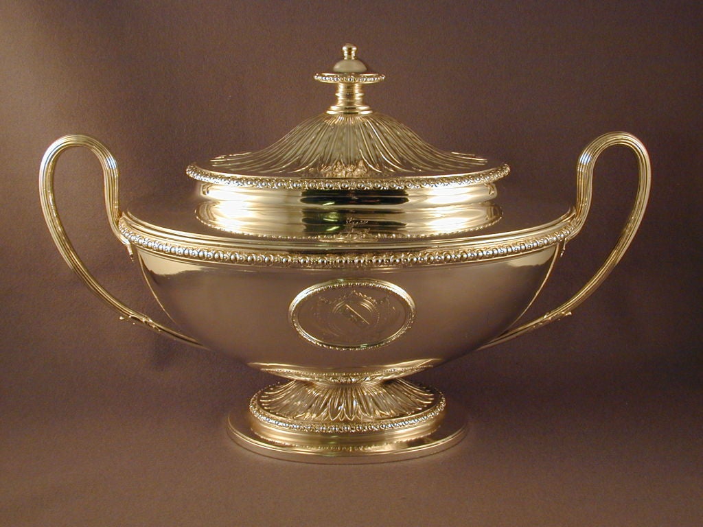 Sterling Silver Soup Tureen and Cover, engraved with Arms and Crest of Scott, Robert Makepeace and Richard Carter, London 1778
