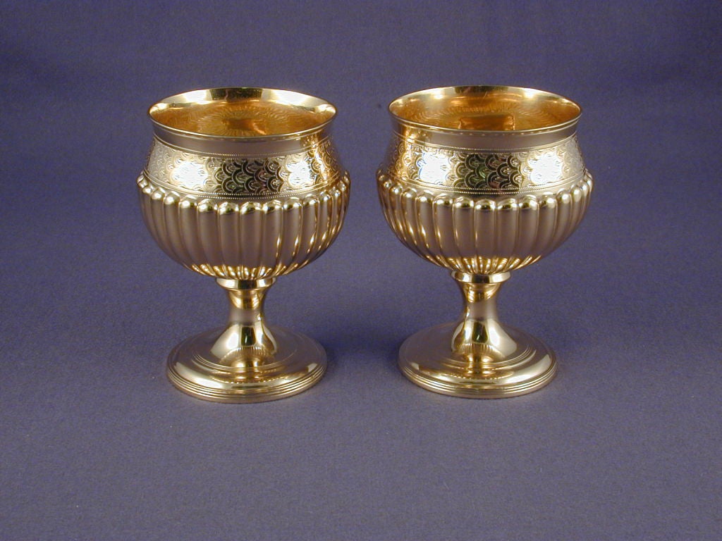 Gilded Sterling Silver Pair of Goblets, Thomas Hobbs, London 1813